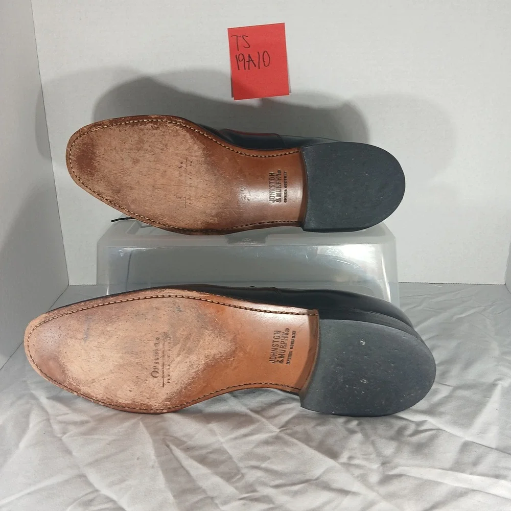 Johnston & Murphy Black‎ Leather Oxford Dress Shoes Mens Size 8.5 2AH